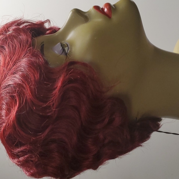 Burgundy 100% Human Hair Finger wave wig New with tags short - Picture 10 of 12